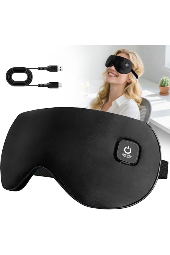 Heated Eye Mask for Dry Eyes, Cordless Rechargeable Warm Eye Compress with 3 Heat Settings, Heating Pad for Stye Eye, Washable Cover, Cordless Design for Travel & Night Use
