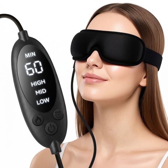 Heated Eye Mask for Dry Eyes, Eye Compress for Stye Relief and Eye Strain Comfort, USB Powered Warm Sleep Mask with Stable Heat, Soft Skin Friendly Design for Bedtime, Office and Travel