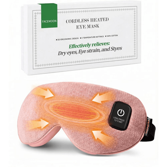 Heated Eye Mask with Warm Eye Compress, Dry Eye Mask for Eye Strain Relief and Tired Eyes, USB Powered Sleep Mask with Stable Heat, Soft Ergonomic Design for Home, Work and Travel