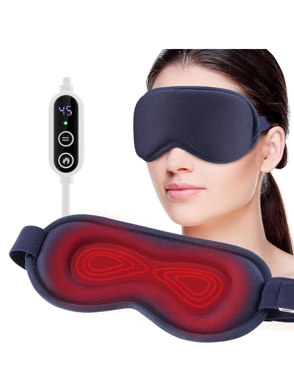 Heated Eye Mask, Warm Eye Compress for Dry Eyes, Light Blocking USB Heat Eye Mask for Men Women, 3 Heated Temperature and Time Warm Eye Mask,Blue