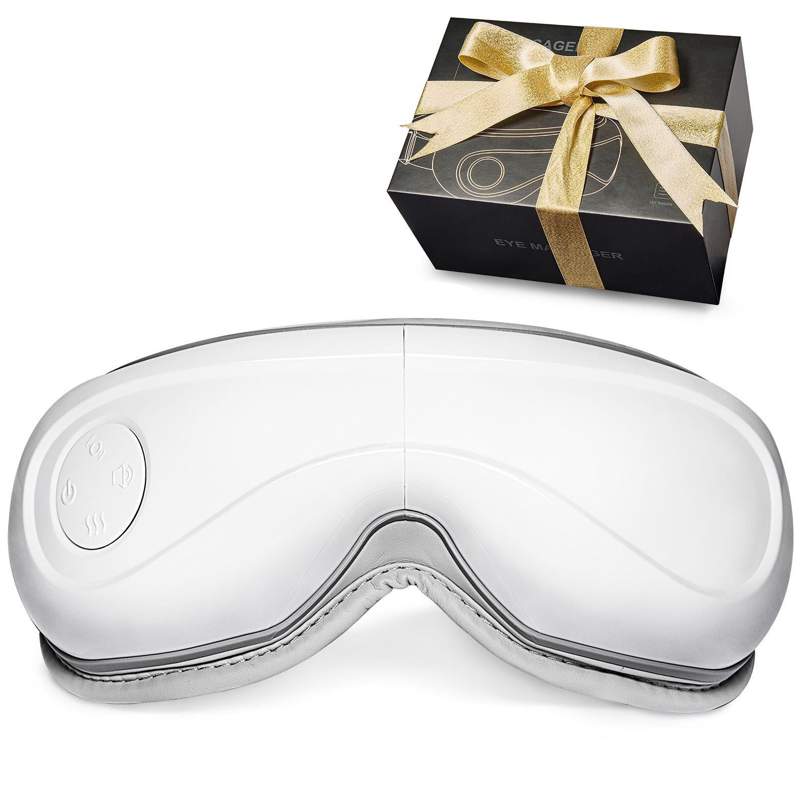 Heated Eye Massager Mask with Bluetooth Music 5 Modes Foldable 180 Degrees for Migraine Eye Strain Dark Circles Gift for Men Women White