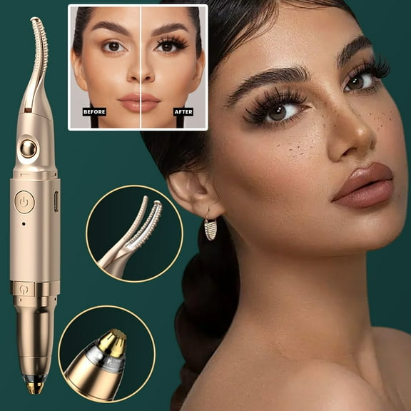 Heated Eyelash Curler 2-in-1 with Brow Trimmer – USB-C Fast Charging, Adjustable Temperature for Long-Lasting Curls, Travel-Size Lash Styler