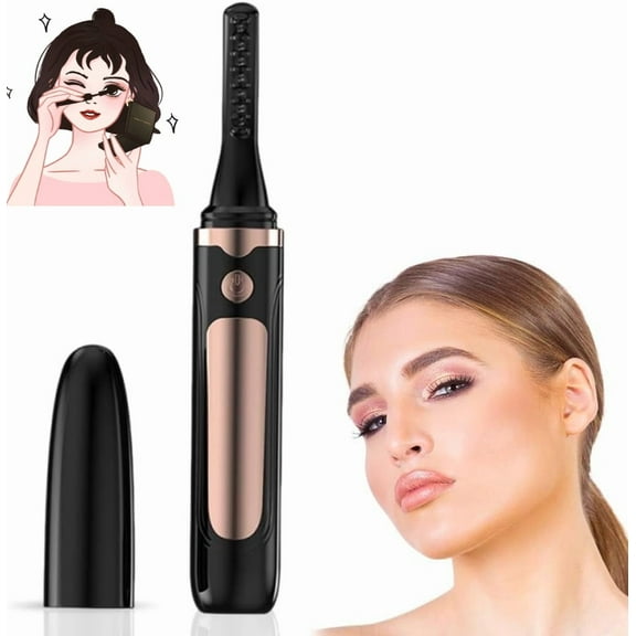 Heated Eyelash Curler, 4 Temperature Modes Heated Eyelash Curler with LED Screen, Rechargeable Electric Eye-lash Curl for Long Lasting Make up for Women, Girls (Black)