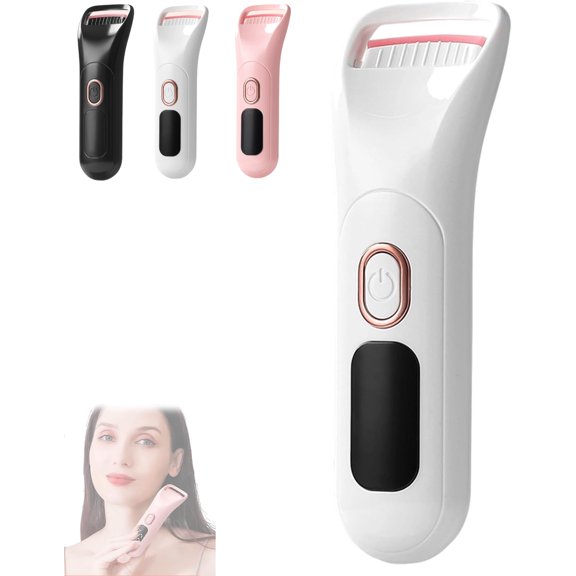 Heated Eyelash Curler, Beauty Tools with 3-Temp Modes, Electric Eyelash Curler with Silicone Pad, Safe Gentle Heated Lash Curler for Natural Curl Perfect Fit for Women (White)