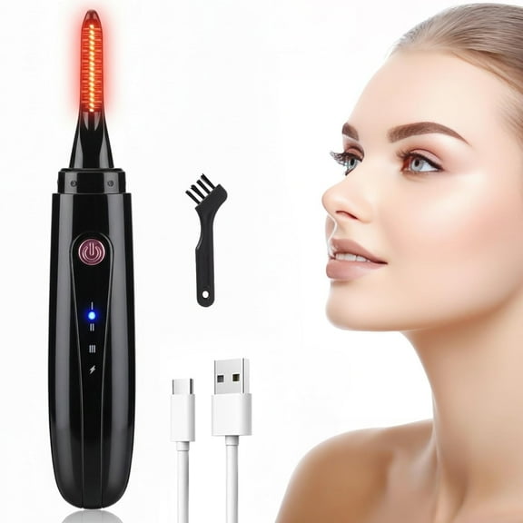 Heated Eyelash Curler, Electric Eyelash Curler, Fast & Long-Lasting, 3 Temperature Modes with USB, Black