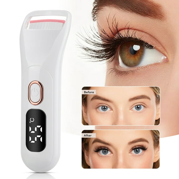 Heated Eyelash Curler - Electric Eyelash Curler with Heat Sensitive Silicone Pad, Type-C Rechargeable Mini Lash Curler, Naturally Lash Curler 55C/85C Adjustable Heat, Beginner Friendly