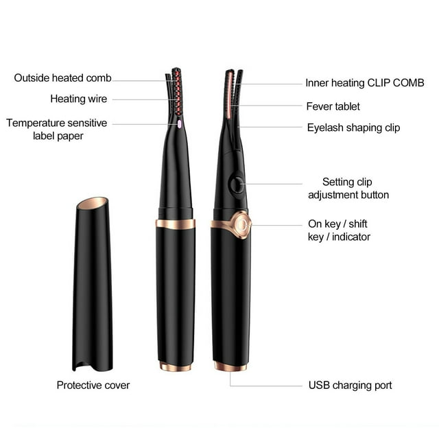 Heated Eyelash Curler Kit,electric Eyelash Curler , Eyelash Curler Pore Face Washing Brush