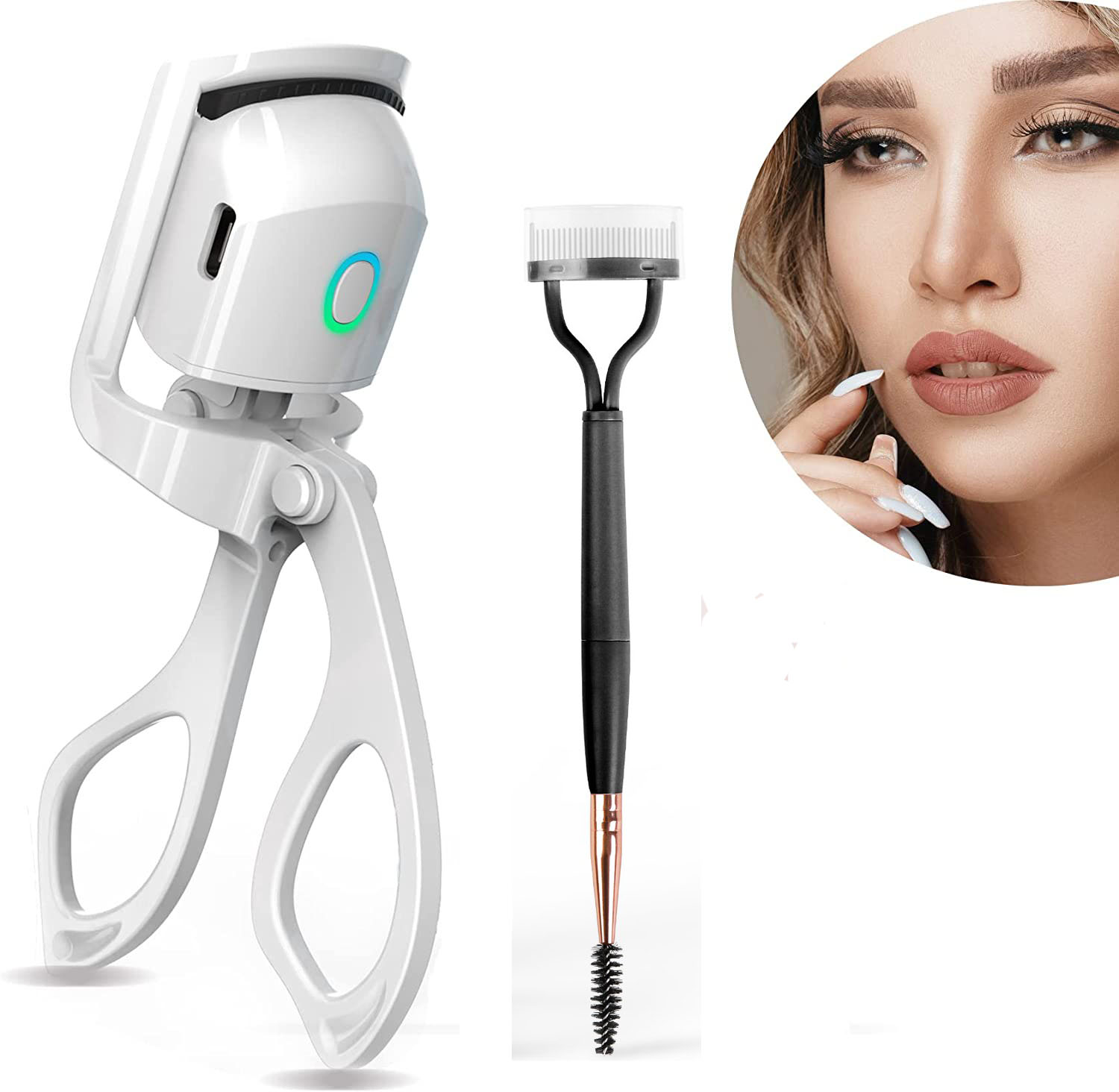 Heated Eyelash Curler USB Rechargeable Electric Eyelash Curlers with