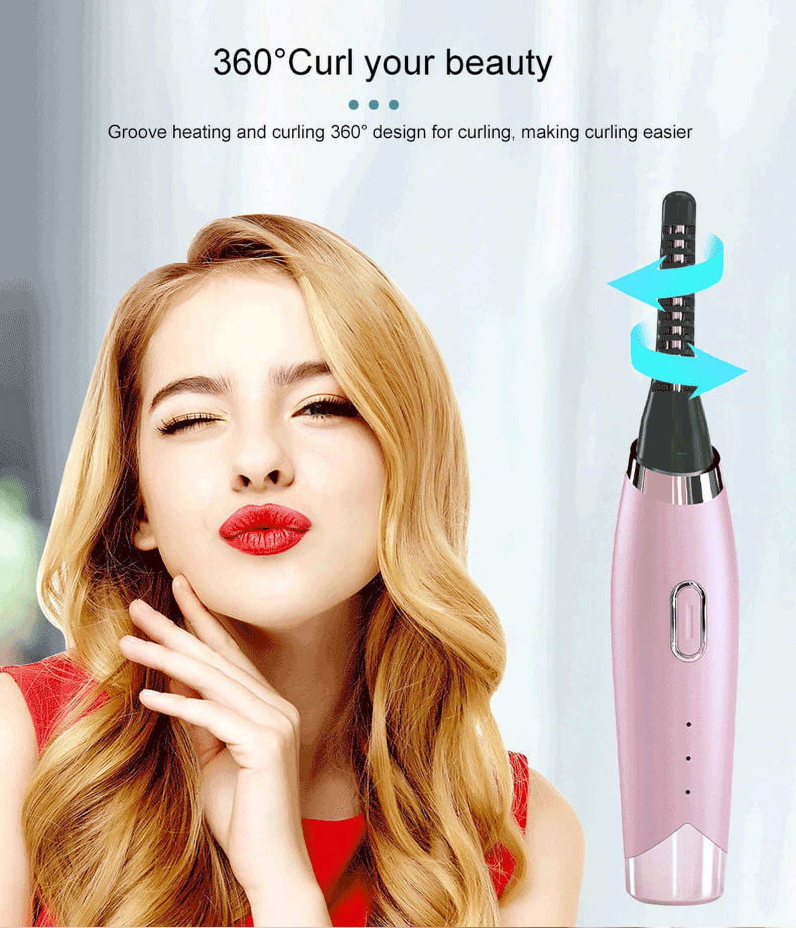 Heated Eyelash Curler, USB Rechargeable Electric Lash Curler for Quick Natural Curling, Long-Lasting Eyelashes Curl Tool, Women Gifts Pink