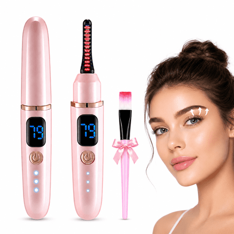 Heated Eyelash Curler for Women, Mini Electric Eye Lash Curler with LED Display, 3 Temp Settings, USB-C Rechargeable, Natural Curling, 24H Long Lasting Makeup Tool Gift