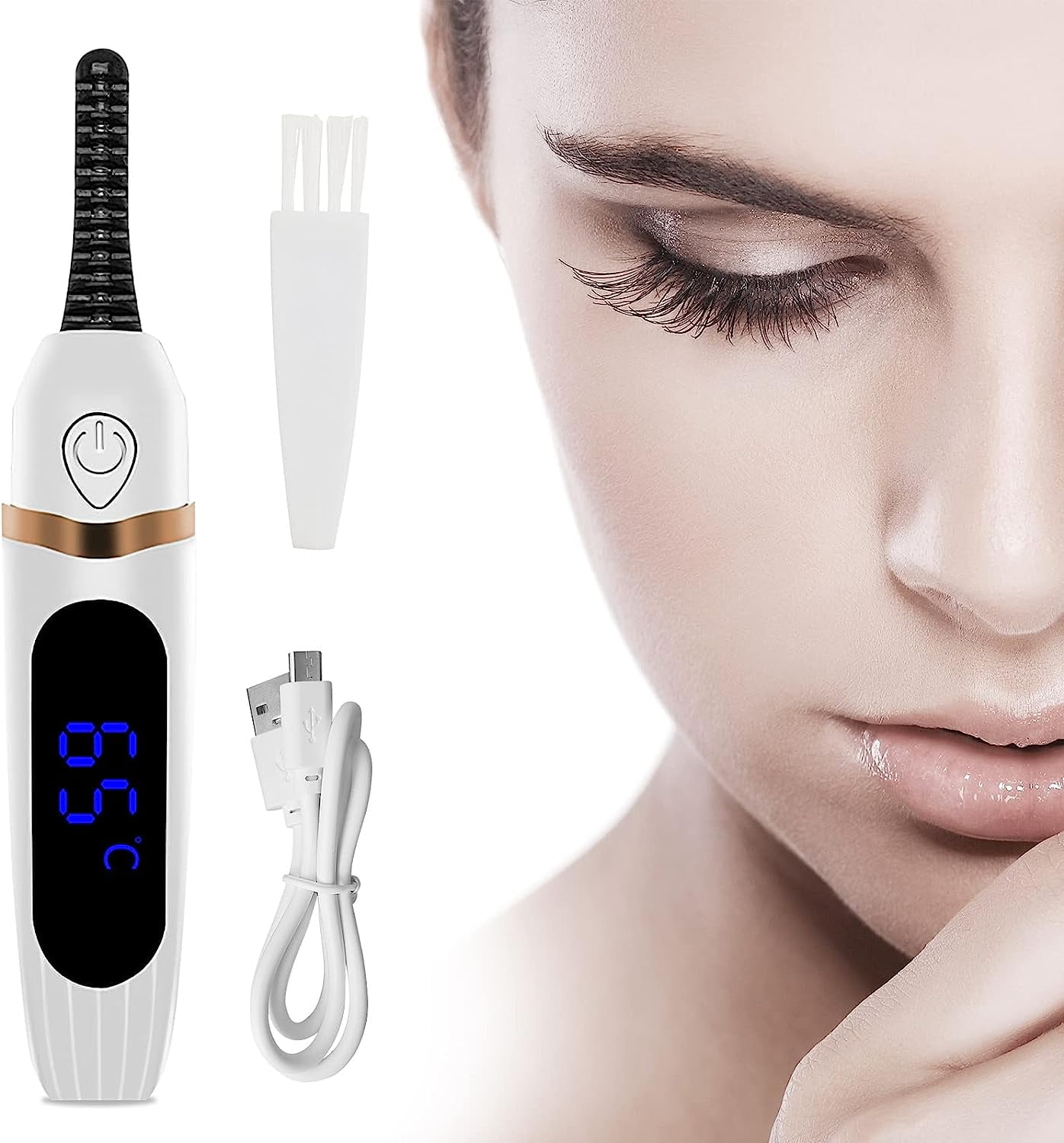 Heated Eyelash Curlers, AntiBurn Rechargeable Heated Lash Curler, 3