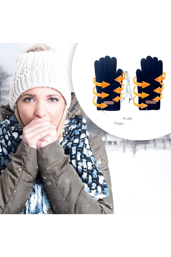 Heated Finger Gloves for Winter Warmth, Full Finger Gloves with Heating Function, Knitted Finger Gloves (Single-Sided Back Heating), Designed for Cold Weather Protection