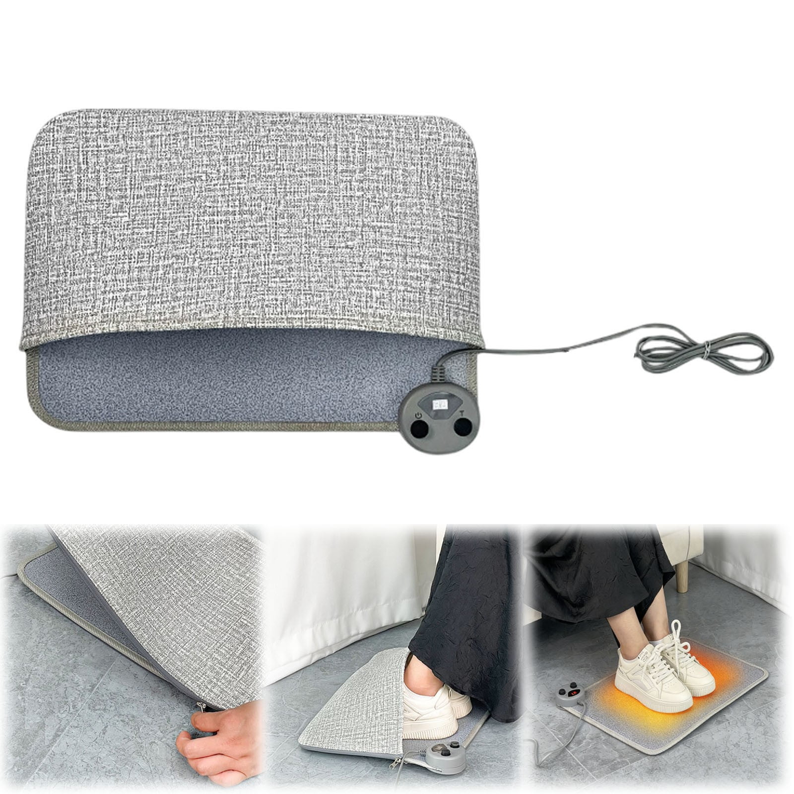 Heated Floor Mat Desk Foot Warmer,Energy Saving Electric Heating Pad For Home Office Use,Heated Foot Warmer,Electric Heating Floor Mat,17"x13",CN Plug
