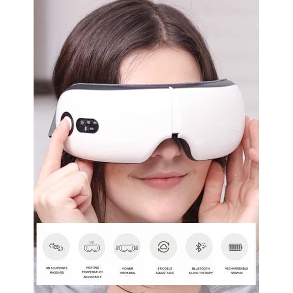 Heated Foldable Eye Massager with Music - Smart Eye Mask for Fatigue Relief & Better Sleep