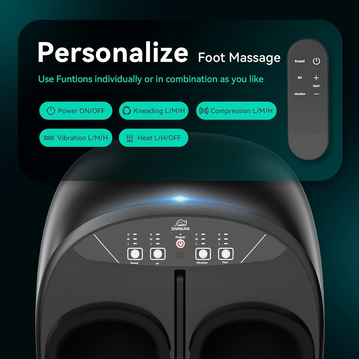 Heated Foot Massager with Compression Vibration Shiatsu for Plantar Fasciitis Neuropathy Remote Control Size 13 Gift