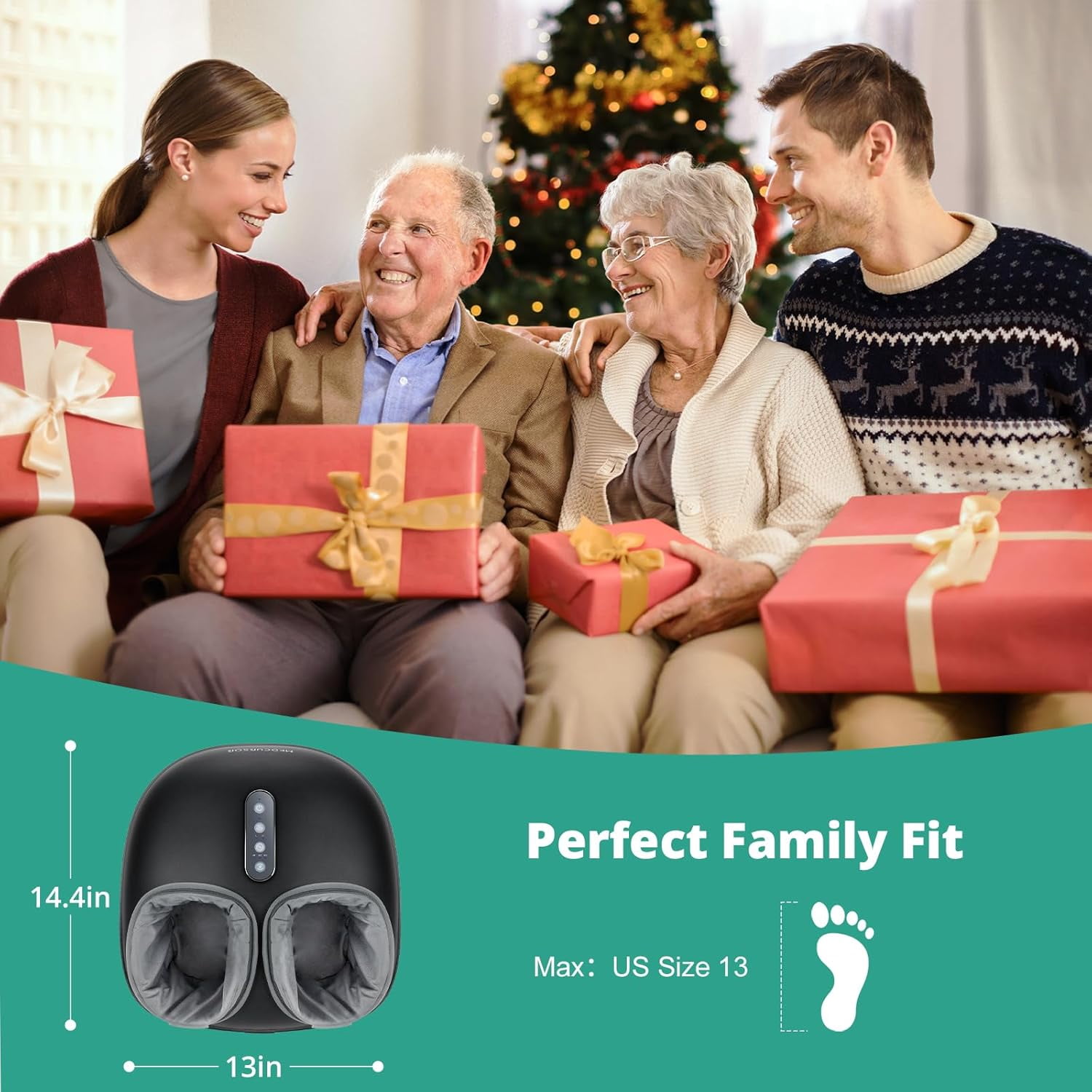 Heated Foot Massager with Shiatsu Kneading and  Pressure for Tired Muscles Relief