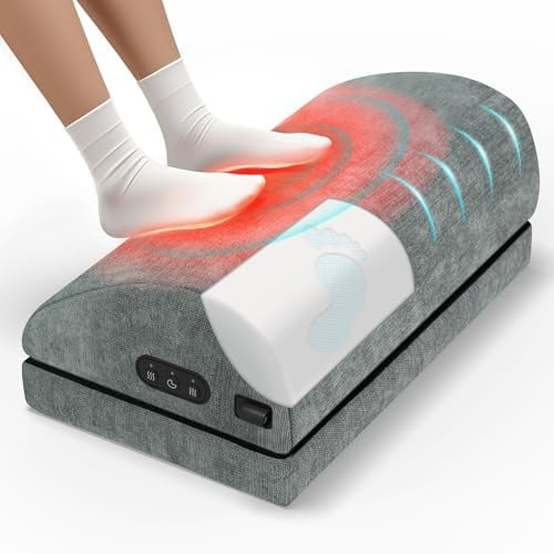 Heated Foot Rest for Under Desk at Work, Foot Stool with Vibration Massage, 2 Heat Levels, Ergonomic Memory Foam Feet Warmer Heater$$Office