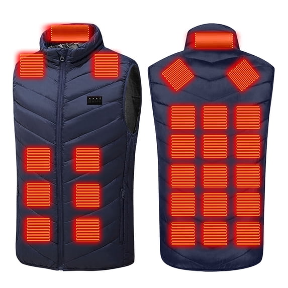 Heated Gilet for Men Women USB Intelligent Constant Temperature Heated Vest Washable Winter Warm Plus Size Zipper Sleeveless Coat for Outdoor Camping Riding (No Battery) Blue M