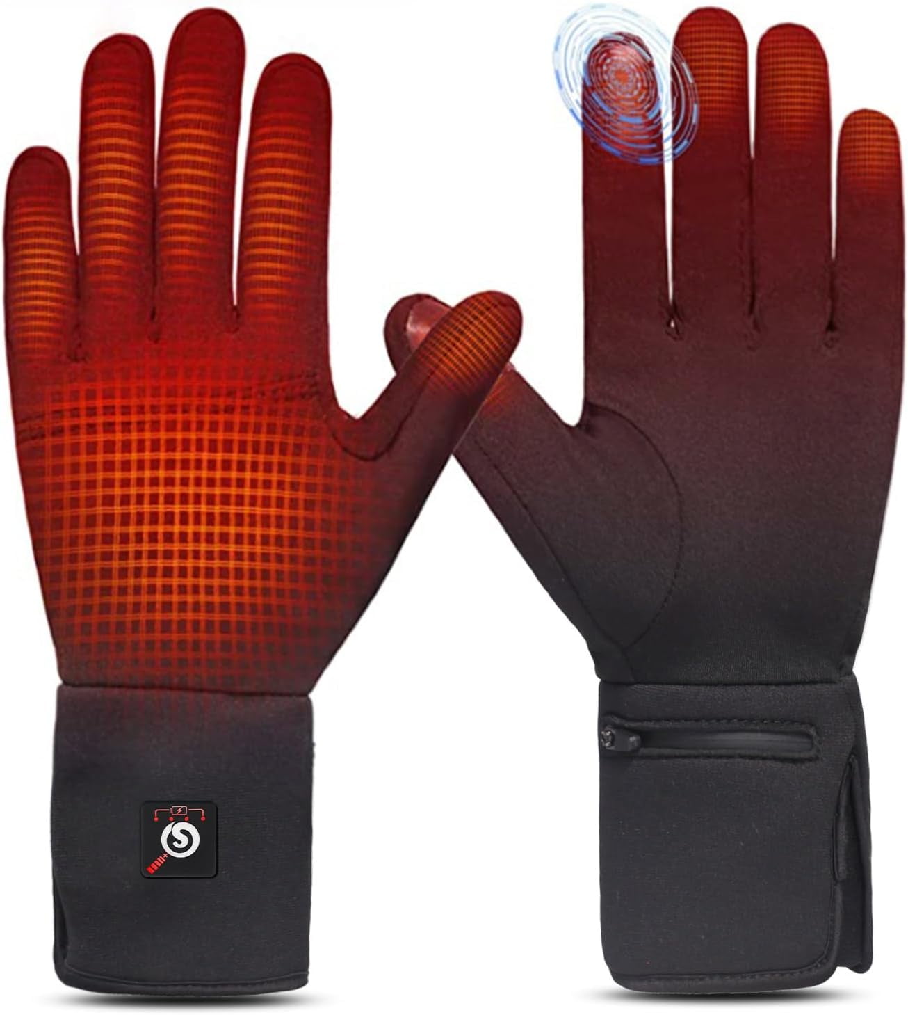 Heated Glove Liners for Men Women, Rechargeable Battery Electric Savior Heated Gloves, Winter Warm Glove Liners for Arthritis Raynaud, Thin Gloves Riding Ski Snowboarding Hiking Cycling Hand Warmers