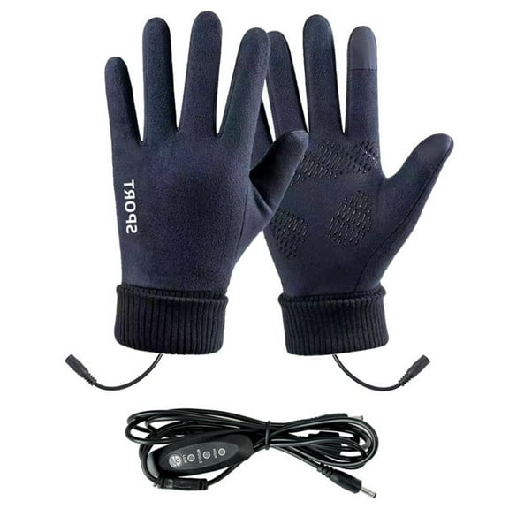 Heated Gloves 3 Temperature, Navy Touchscreen Warming Gloves, Usb Heated Gloves with 3 Adjustable Heat Settings & Touchscreen, Windproof for Hiking, Cycling, Camping, 1 Pair