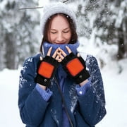 Heated Gloves Bmawag USB Winter Men Women Fashion Cold Warm Heating Windproof Half Bare Finger Knit Gloves Winter Touchscreen Gloves for Adult on Clearance