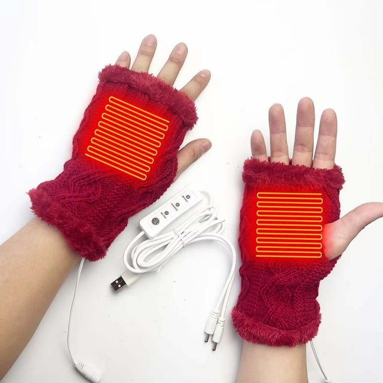 Heated Gloves Bmawag Women's Coldproof Warm Electric Half Finger