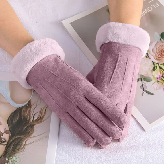 Heated Gloves Football Gloves Women's Warm Suede in Autumn and Winter Lovely Daily Warm Gloves Thickened in Winter Snow Gloves Flashlight Gloves Clearance Purple,One Size