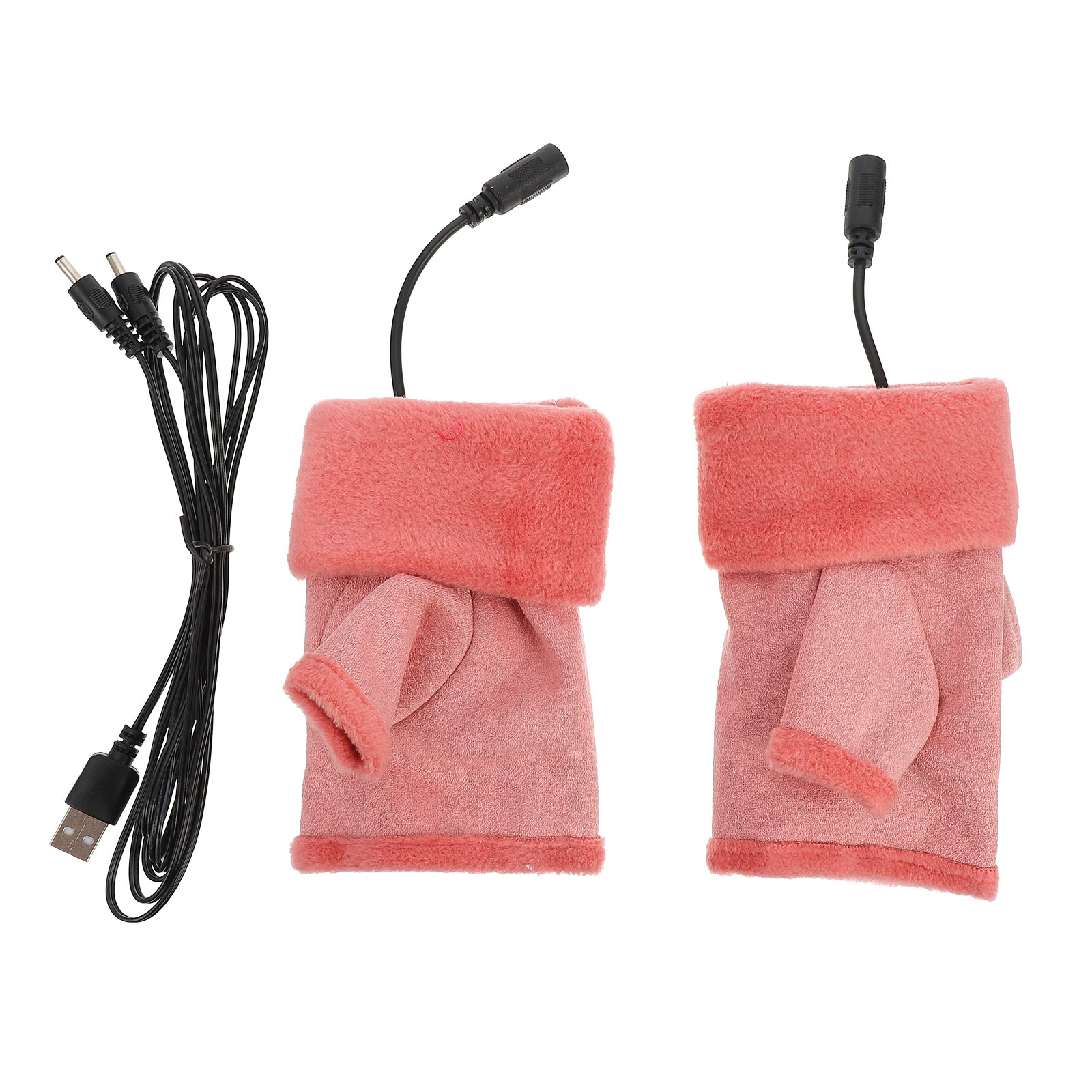 Heated Gloves Halffinger Cold Weather Electric Typing Fingerless Thermal Cashmere USB Men and