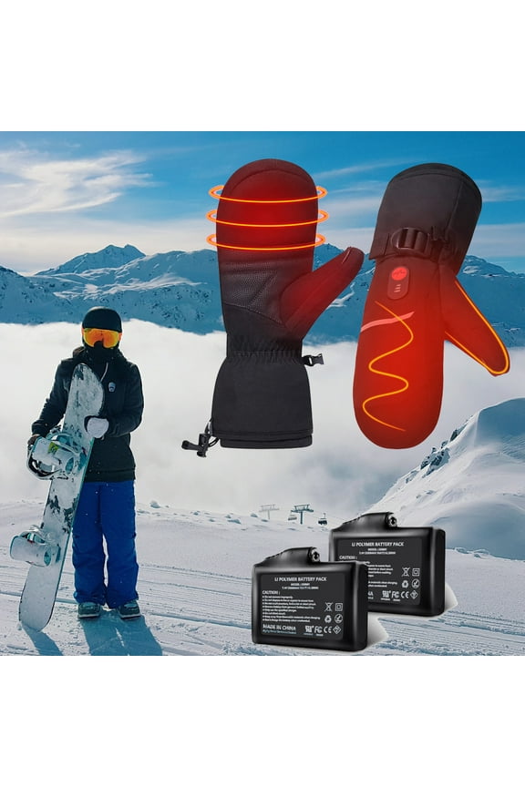 Heated Gloves - Heated Ski Mitten Gloves for Men Women, Rechargeable Battery Electric Heated Gloves for Winter