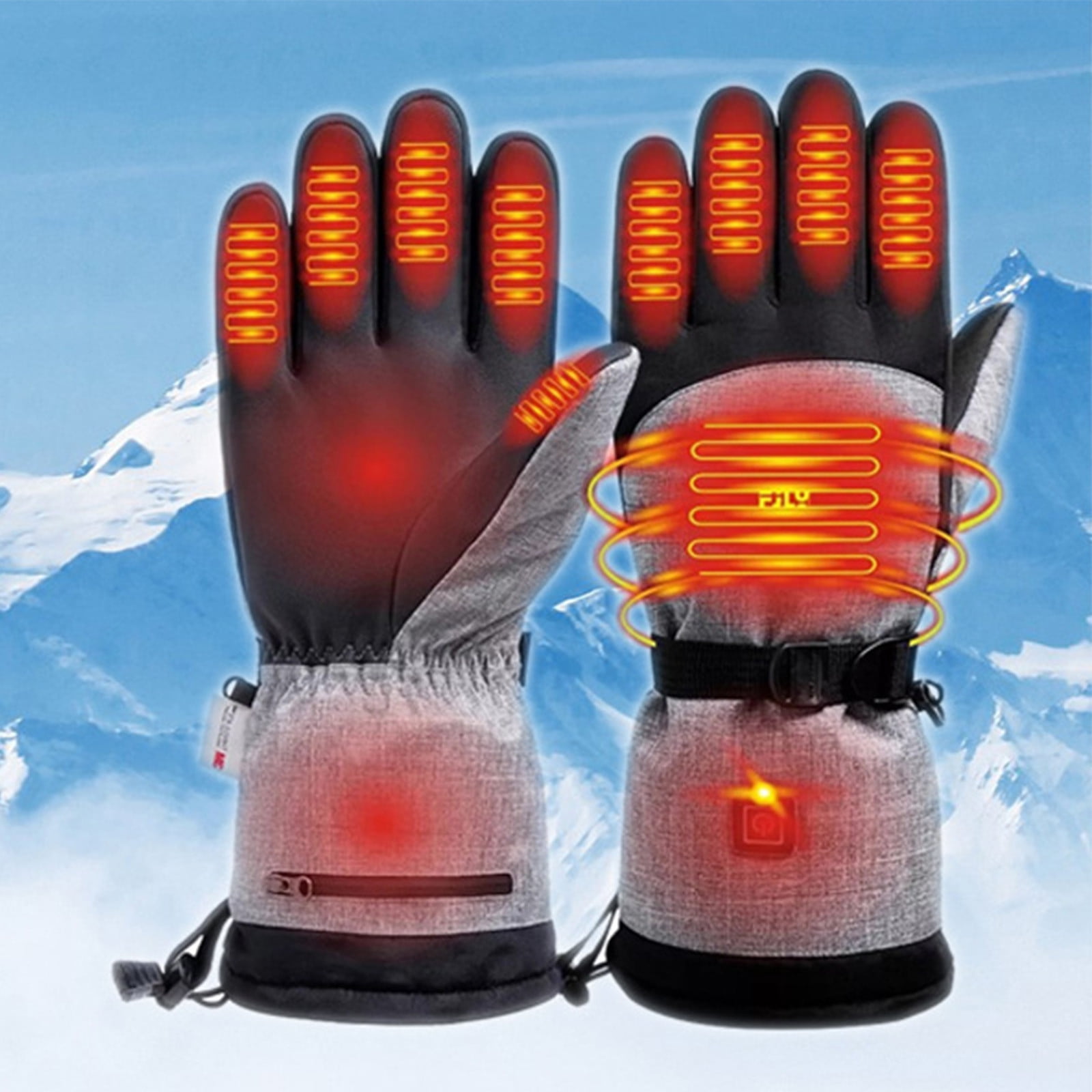 Heated Gloves for Men Women 5000mAh Rechargeable Batteries 3 Heating Levels Touchscreen Electric Gloves Waterproof Windproof Heated Winter Gloves for Motorcycle Ski