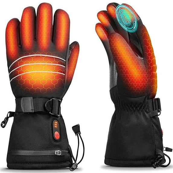 Heated Gloves for Men Women, 5000mAh Rechargeable Battery 3 Heating Touchscreen Electric Gloves Waterproof Windproof Heated Winter Gloves for Motorcycle Ski XL