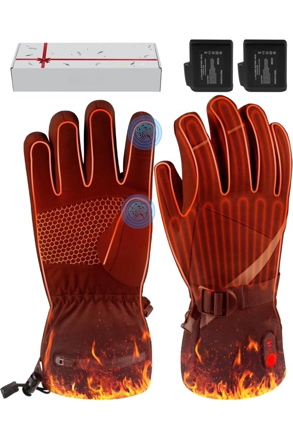 Heated Gloves for Men & Women Rechargeable, Electric Winter Gloves with Heating, Touchscreen Fingers & Windproof Design for Outdoor Work & Cold Weather