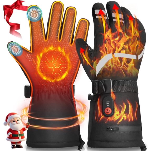Heated Gloves for Men Women, Rechargeable Hand Warmer Gloves with Touchscreen, Waterproof Electric Heated Ski Glove for Winter Outdoor Work Hunting Camping Snowboarding Hiking