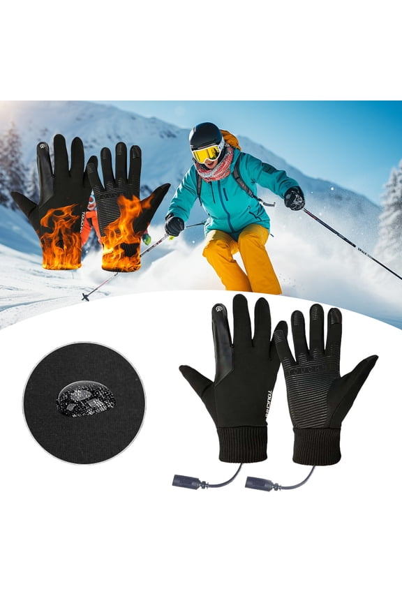 Heated Gloves for Men Women USB Electric Rechargeable - Winter Thermal Waterproof Warm Gloves for Outdoor Ski Snowboard Motorcycle, Cold Weather Gear, Holiday Gift Idea