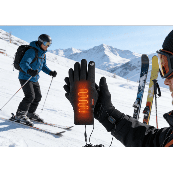 Heated Gloves for Men Women Upgraded Rechargeable Heated Gloves with Touchscreen, Waterproof Non-Slip Electric Heating Gloves for Motorcycle With USB Hunting Skiing Outdoor Work for Cold Weather