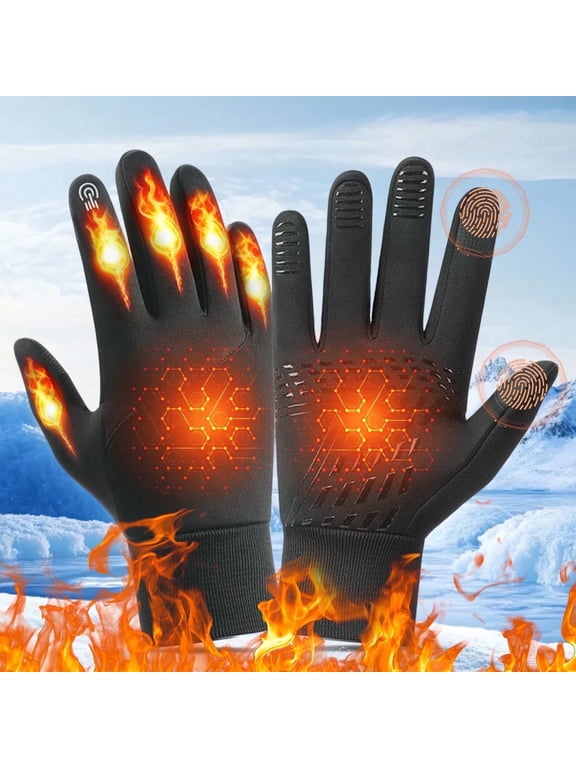 Heated Gloves for Men Women, Winter Electric USB Heated Gloves Mitten Hand Warmer Touchscreen Gloves Waterproof Touch Thermal Insulated Heated Gloves for Working Skiing Hiking Cycling