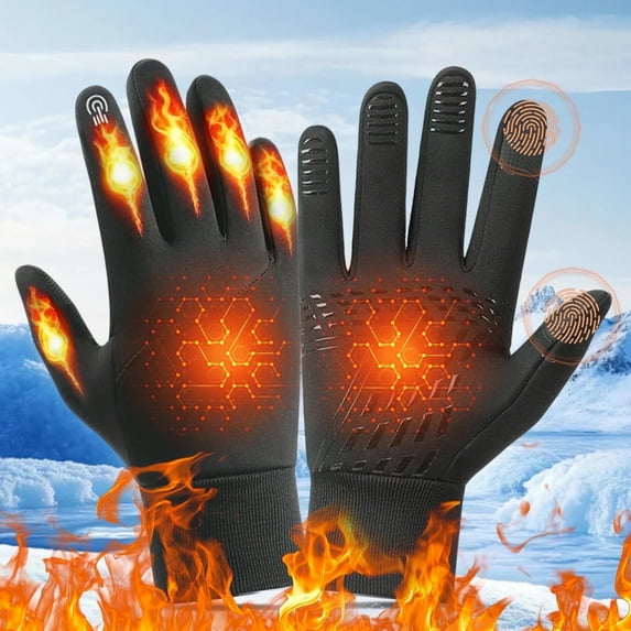 Heated Gloves for Men Women, Winter Rechargeable Electric USB Heated Gloves Mitten Hand Warmer Touchscreen Gloves Waterproof Touch Thermal Insulated Heated Gloves for Working Skiing Hiking Cycling