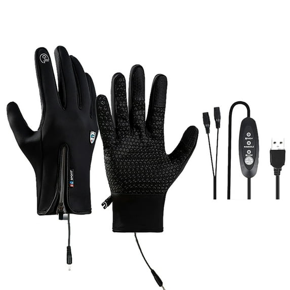 Heated Gloves for Motorcycle, B Ski Gloves Adjustable Heat, Heated Gloves for Men & Women with 3 Temperature Settings, Water-Resistant & Touchscreen, for Motorcycle & Skiing, 1 Pair