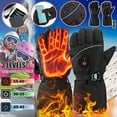 thumbnail image 1 of Heated Gloves Rechargeable, 3-Speed Thermal Control, 3-in-1 Thickened Wind/Waterproof, Touchscreen Design, Non-Slip PU Leather, Adjustable Wrist Loops, Ideal for Winter Outdoor Activities (Unisex), 1 of 8