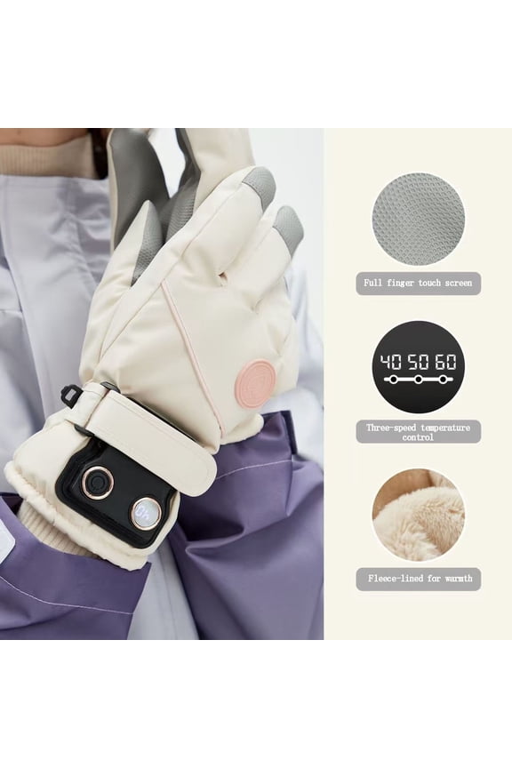 Heated Gloves Rechargeable Electric Heating Gloves With Touchscreen, Adjustable Temperature Warm Winter Gloves Waterproof Design, for Skiing Motorcycle Riding Hiking