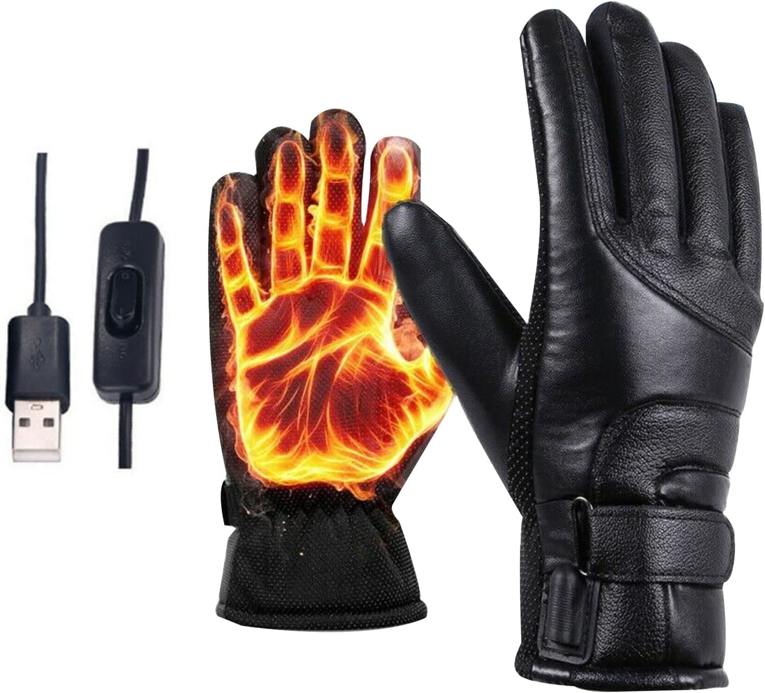 Heated Gloves, Rechargeable Heating Gloves, Winter Touchscreen Warm Gloves  for Women and Men, Waterproof Touchscreen USB Heating Gloves for Motorcycle