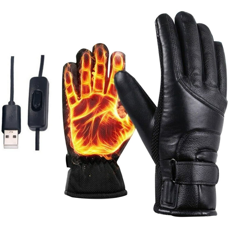 Runbaixing Heated Gloves, Rechargeable Heating Gloves, Winter Touchscreen Warm Gloves for Women and Men, Waterproof Touchscreen USB Heating Gloves for