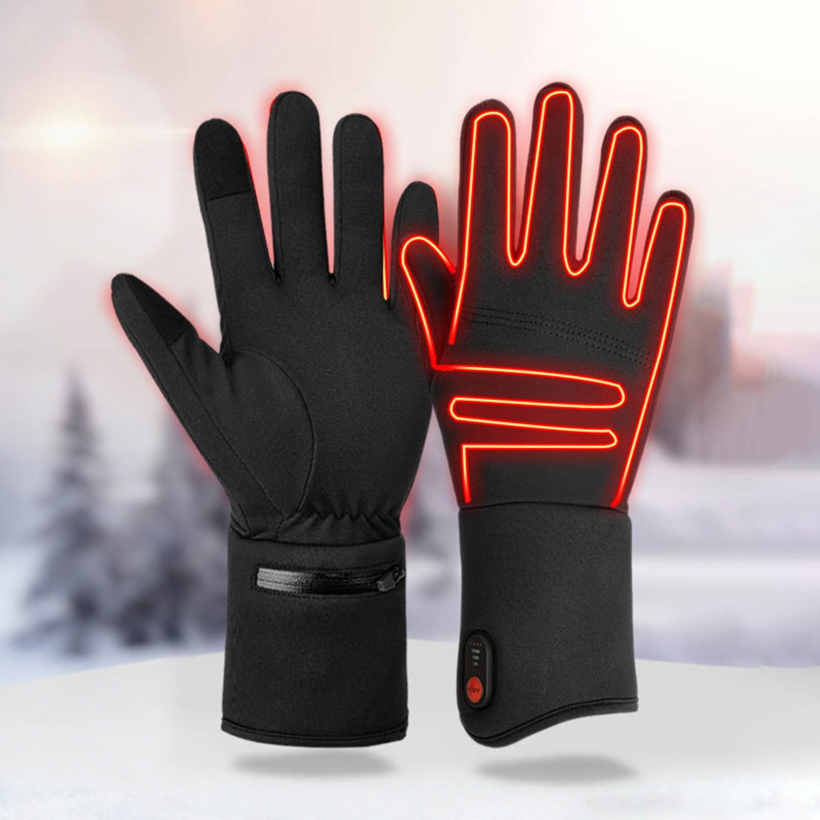 Heated Gloves Rechargeable Ski Gloves Fast Heating Wram Thermal Winter Gloves For Men & Women Touchscreen Gloves (Navy One Size)