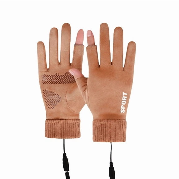 Heated Gloves - USB Rechargeable with Removable Heating Pads for Winter Driving & Cycling(Khaki)