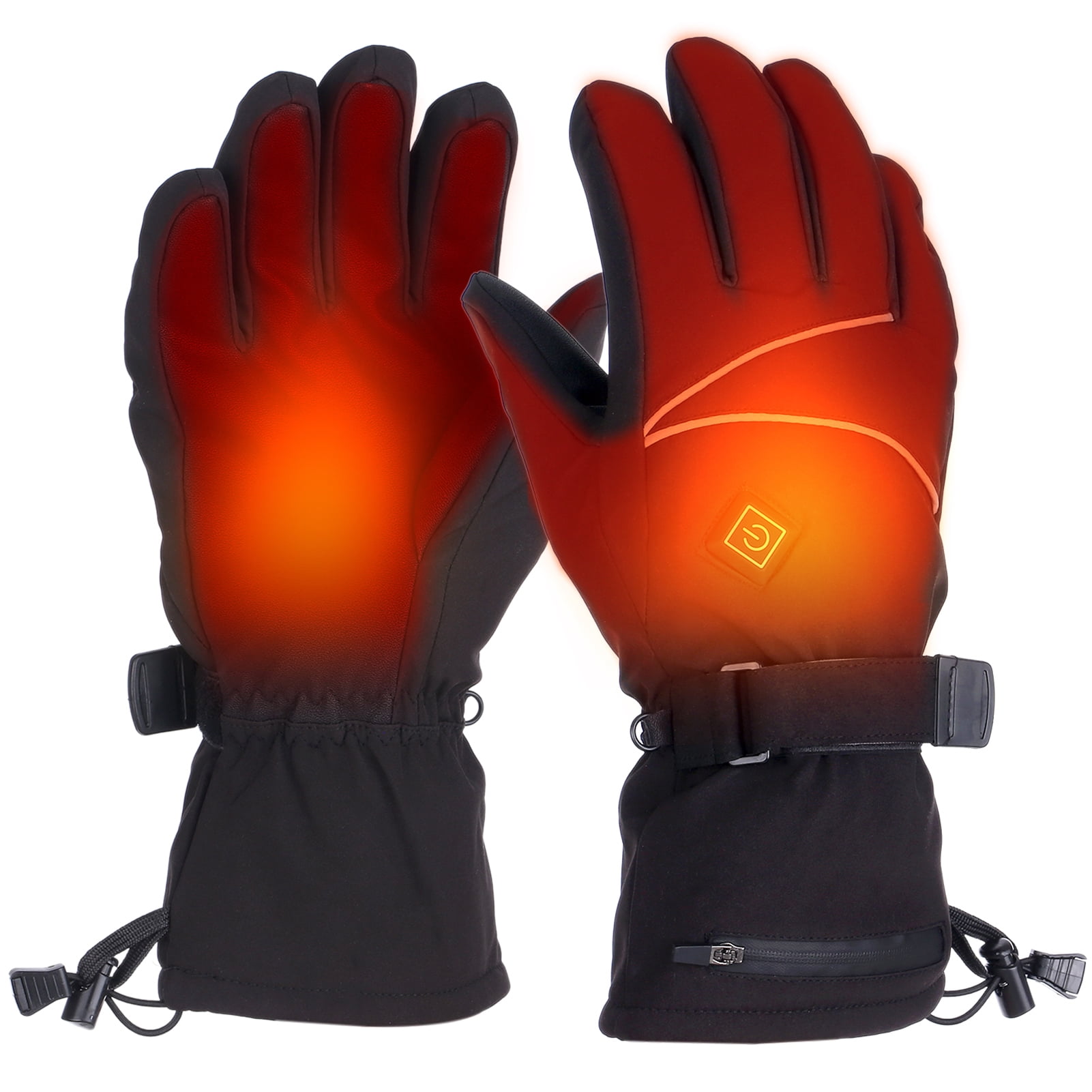 Heated Gloves Winter Warm Touchscreen Ski Gloves for Men Women Electric Heating Gloves Hand Warmers for Outdoor Climbing Hiking Skiing Cycling-Black Size Large