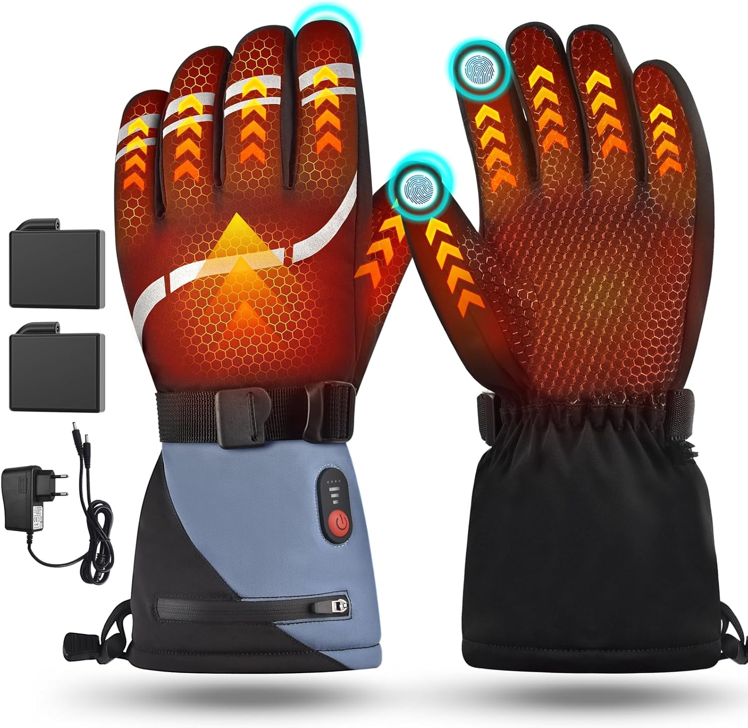 Heated Gloves for Women Men, 3 Heating Levels Hand Warmers Rechargeable with Touchscreen, 7.4V/3200mAh Battery Windproof & Waterproof Electric Winter Gloves for Motorcycle Ski Camping