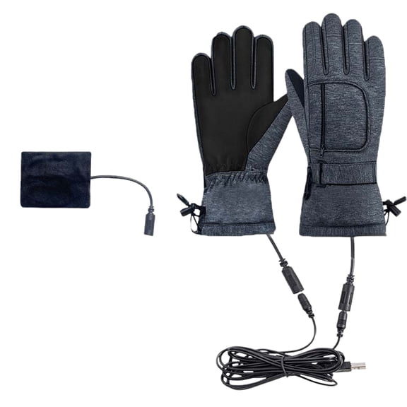 Heated Gloves for Men Rechargeable Winter Clothing Electric Touch Screen Mittens for Women Skiing Wool Womens Gloves Grey