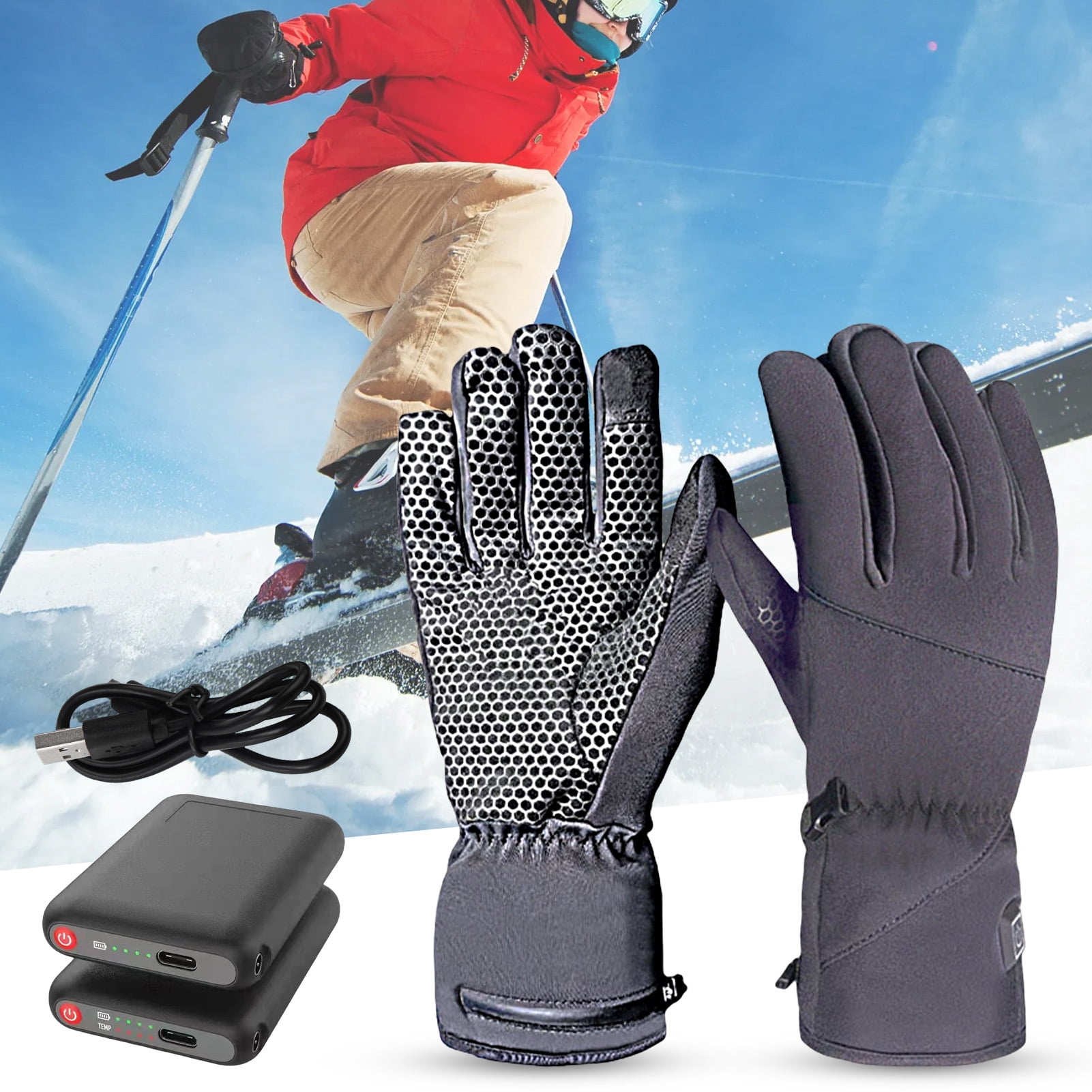 Heated Gloves for Men Women, Rechargeable Battery Electric Heating ...