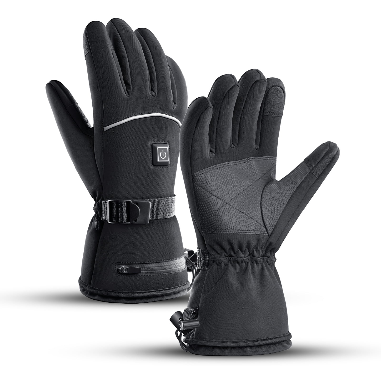 Heated Gloves for Men Women, Rechargeable Electric Heated Leather Skiing and Snowboarding Gloves