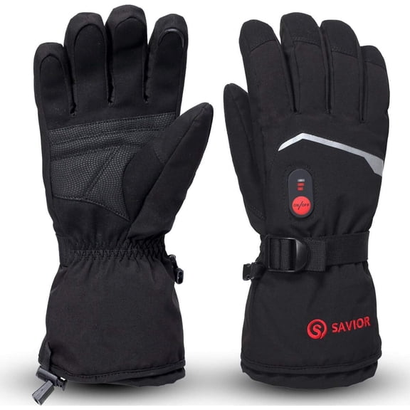 Heated Gloves for Men Women, Rechargeable Electric Heated Leather Skiing and Snowboarding Gloves